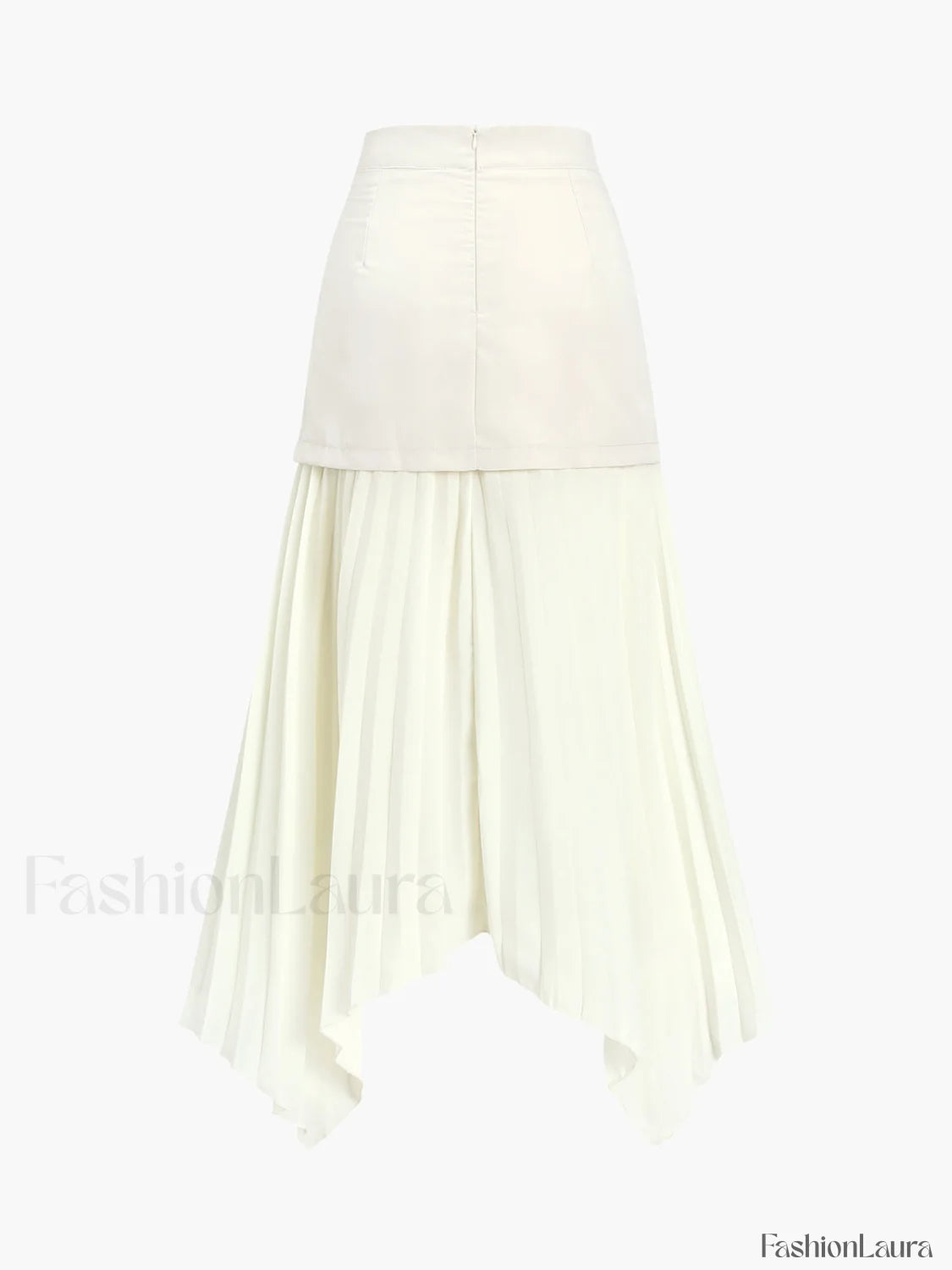Patchwork Asymmetrical Pleated Buttoned Midi Skirt Skirts