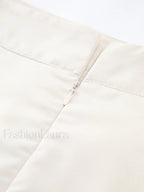 Patchwork Asymmetrical Pleated Buttoned Midi Skirt Skirts
