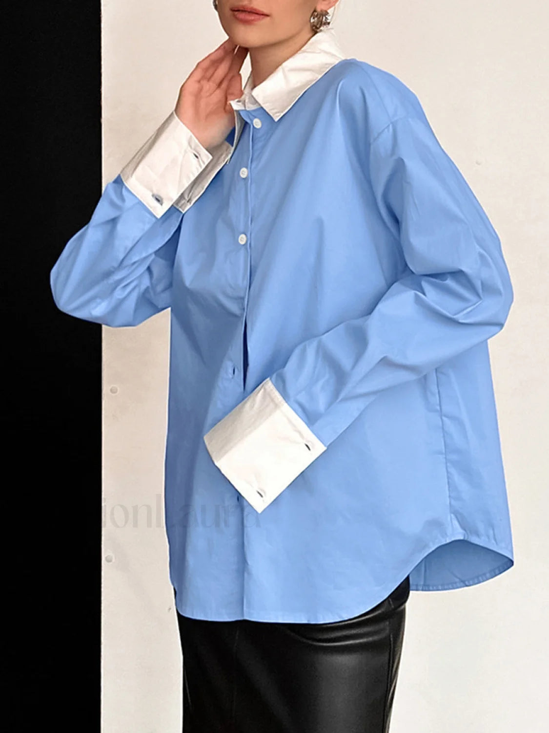 Patchwork Collar Graceful & Cuff Shirt Shirts