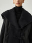 Patchwork Collared Graceful Geometric Winter Coat Black / S Winter Coats
