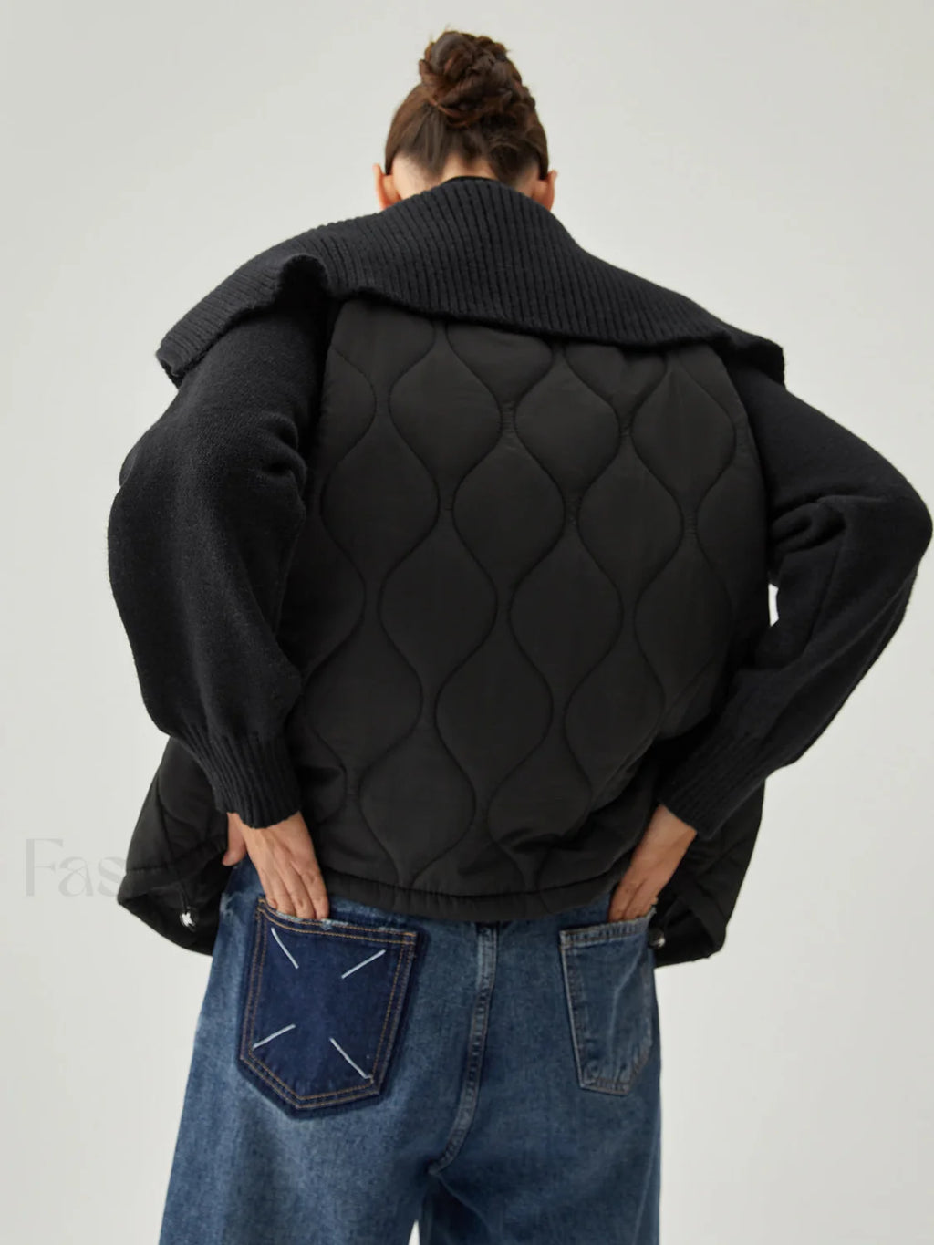 Patchwork Collared Graceful Geometric Winter Coat Winter Coats