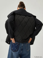 Patchwork Collared Graceful Geometric Winter Coat Winter Coats