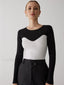 Patchwork Contrast Graceful Crew Neck Sweater Black / XS Sweaters L