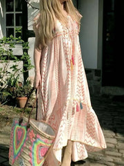 Patchwork Flying Sleeve Boho Dress
