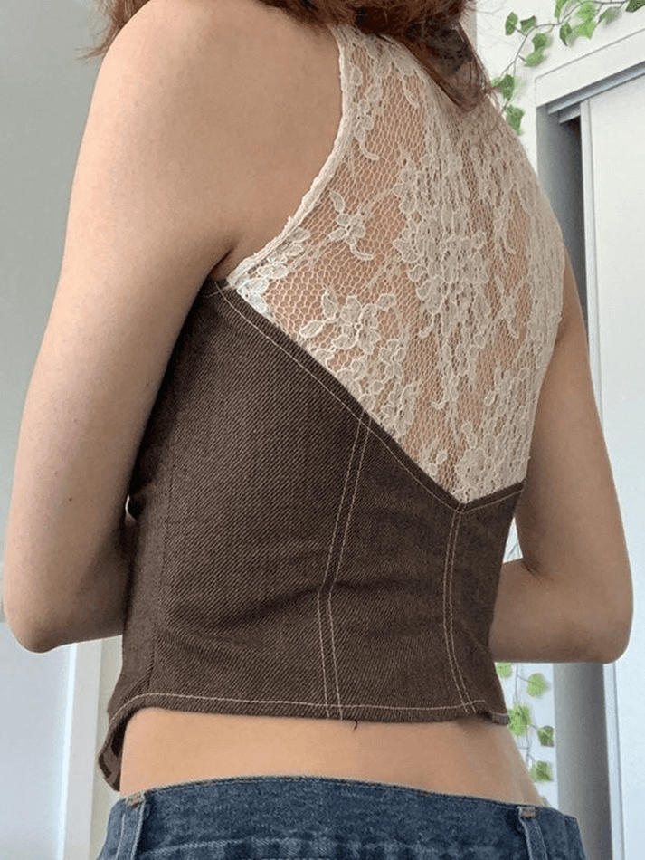 Patchwork Lace Corset Top Tops&Tees