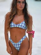 Patchwork Printed Bikini Set BLUE1 / S