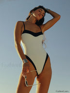 Patchwork Push Up Summer One Piece Beige / S