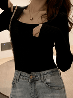 Patchwork Rib Knit Sweater Sweaters