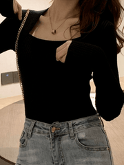 Patchwork Rib Knit Sweater Sweaters