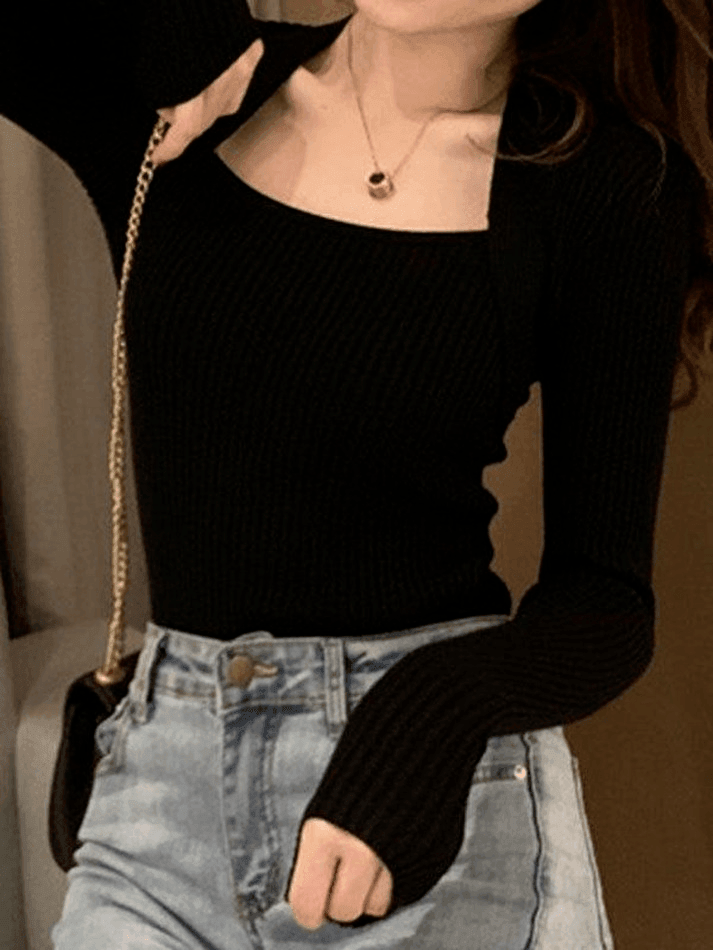 Patchwork Rib Knit Sweater Sweaters