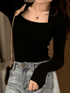 Patchwork Rib Knit Sweater Sweaters