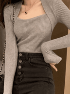 Patchwork Rib Knit Sweater Sweaters