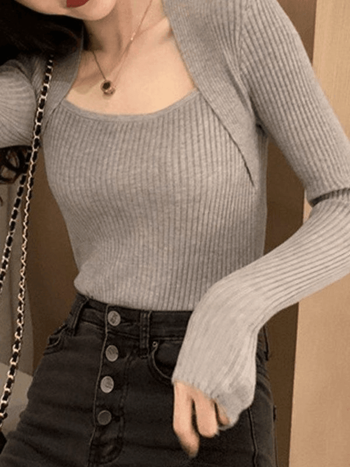 Patchwork Rib Knit Sweater Sweaters