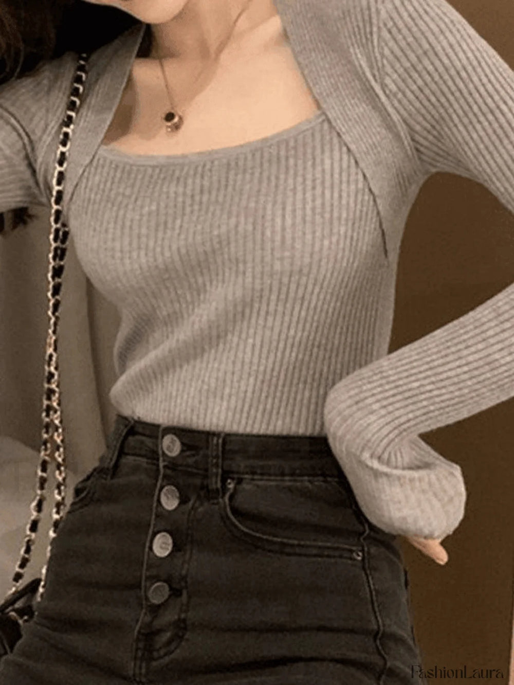 Patchwork Rib Knit Sweater Sweaters