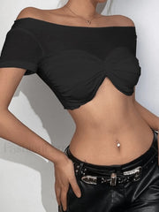 Patchwork See Through Bardot Top Tops&Tees