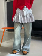 Patchwork Silk Tutu A line Skirt Grey / One Size