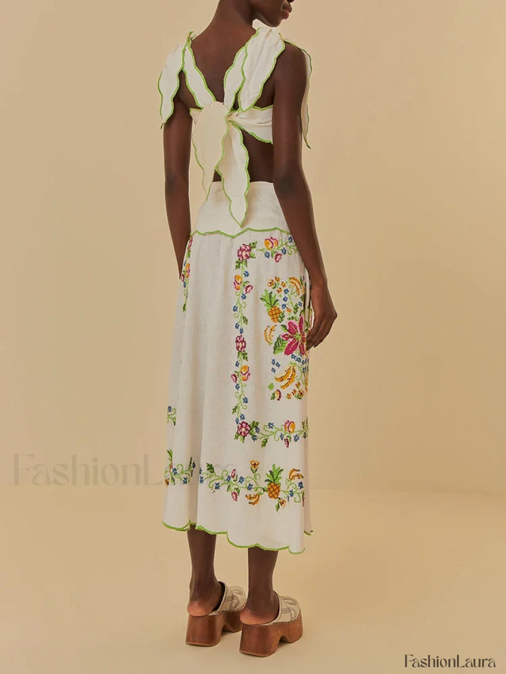 Patchwork Square Collar Boho Dress