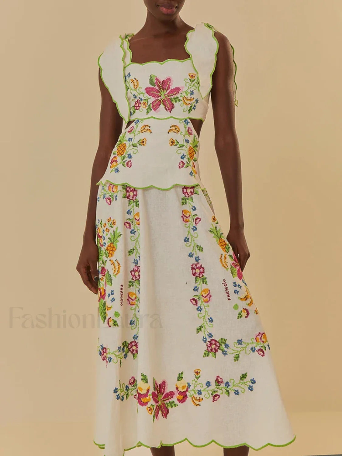 Patchwork Square Collar Boho Dress
