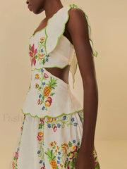 Patchwork Square Collar Boho Dress