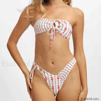 Patchwork Strapless Bandage Bikini Set