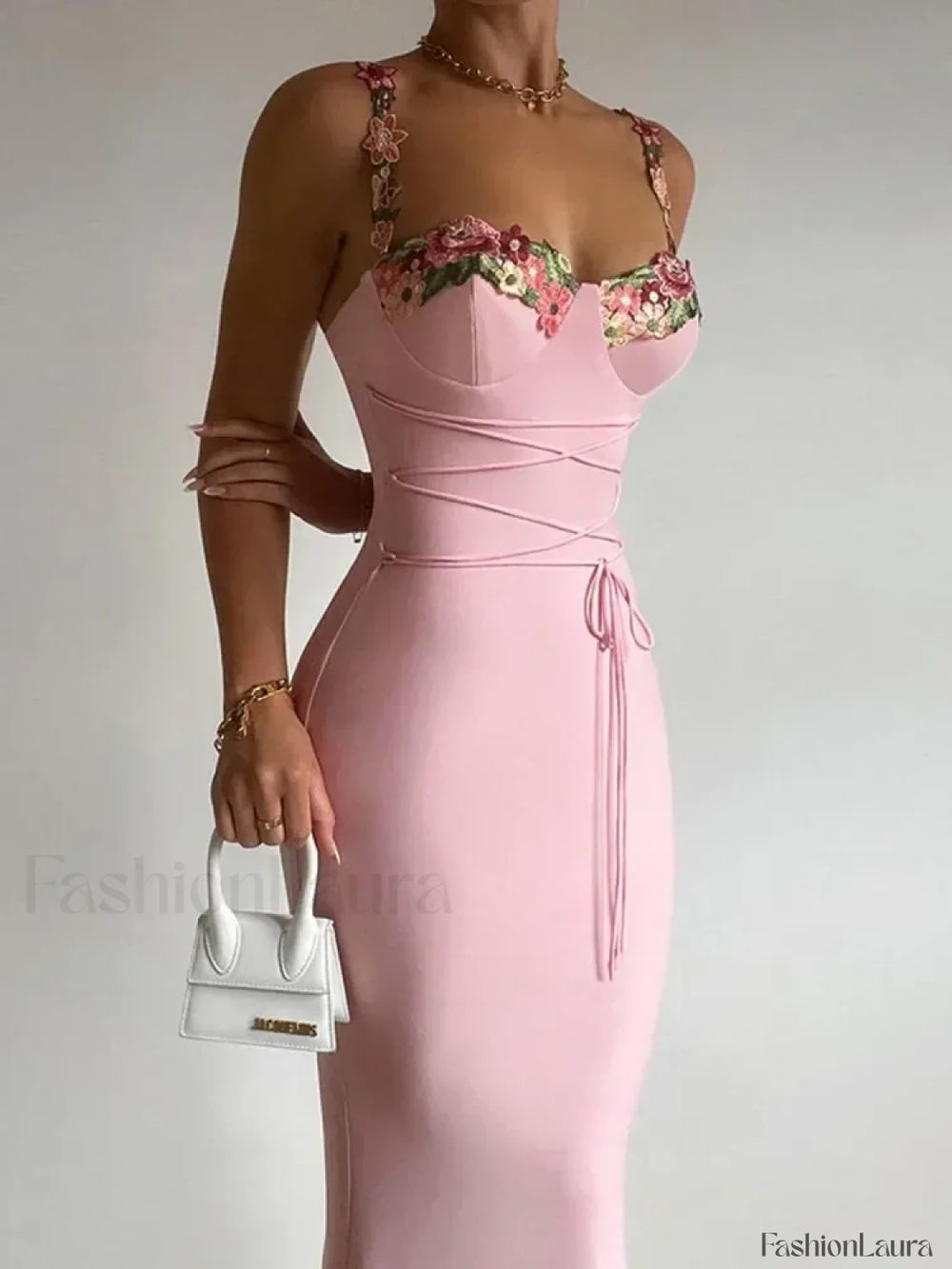 Patchwork Strapless Midi Dress