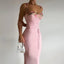 Patchwork Strapless Midi Dress Pink / S
