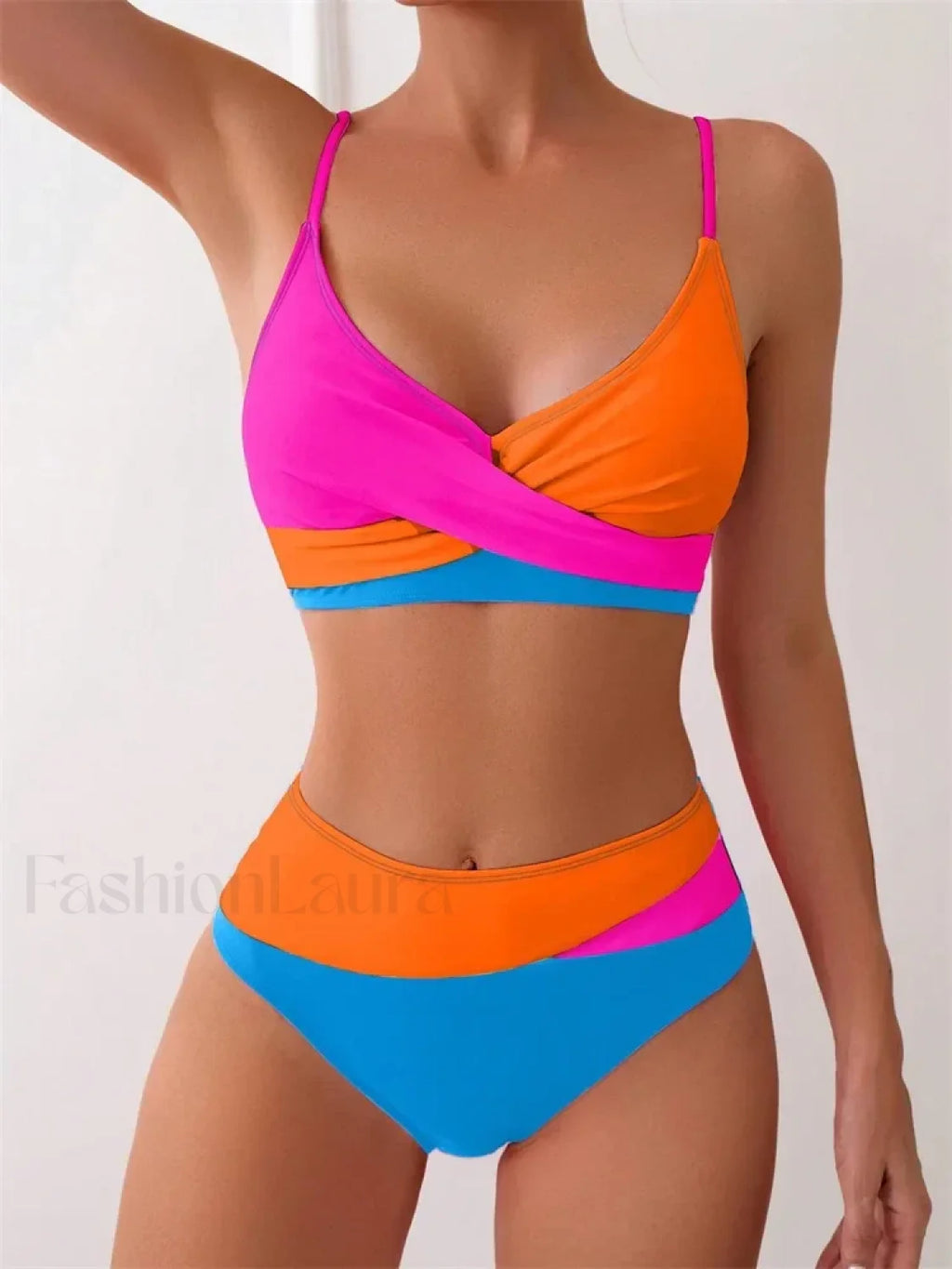 Patchwork String Bikini Set ORANGE2 / S