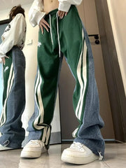 Patchwork Striped Baggy Boyfriend Jeans Boyfriend Jeans