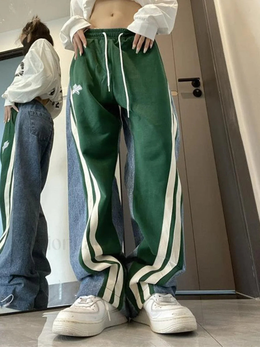 Patchwork Striped Baggy Boyfriend Jeans Boyfriend Jeans