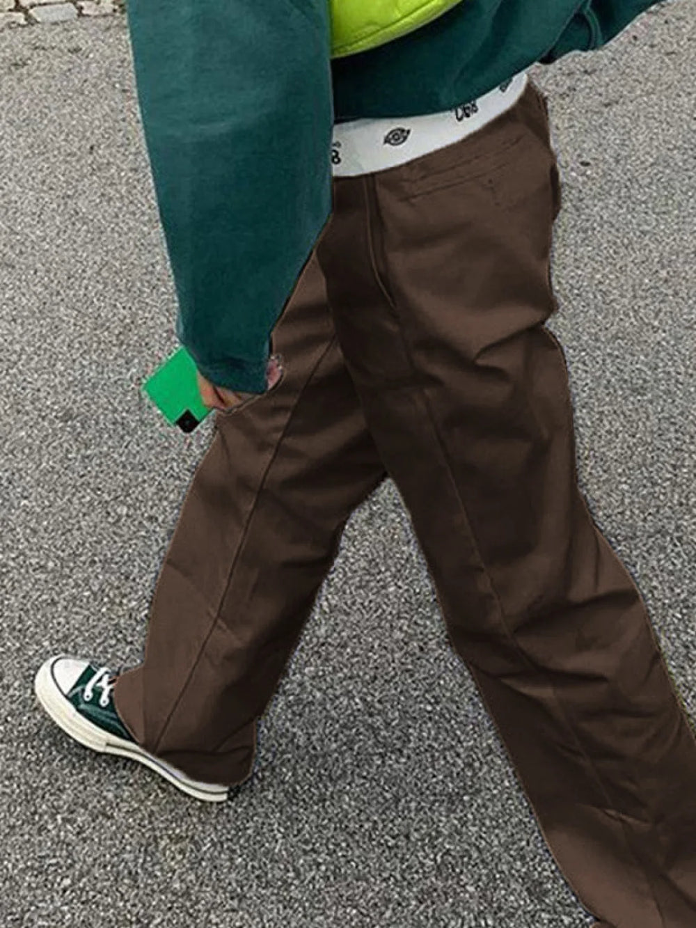 Patchwork Waist Straight Leg Pants Straight Leg Pants