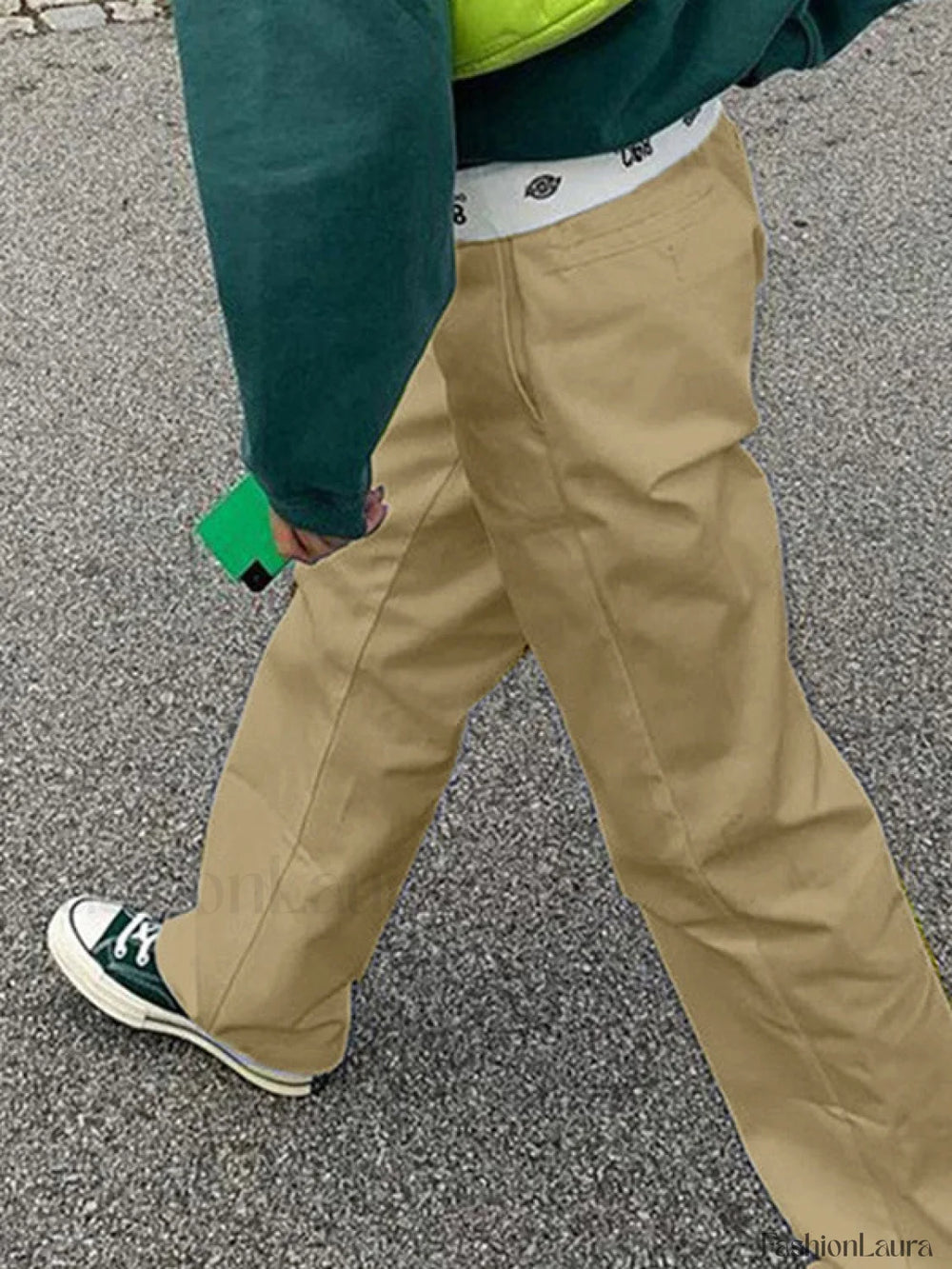 Patchwork Waist Straight Leg Pants Straight Leg Pants