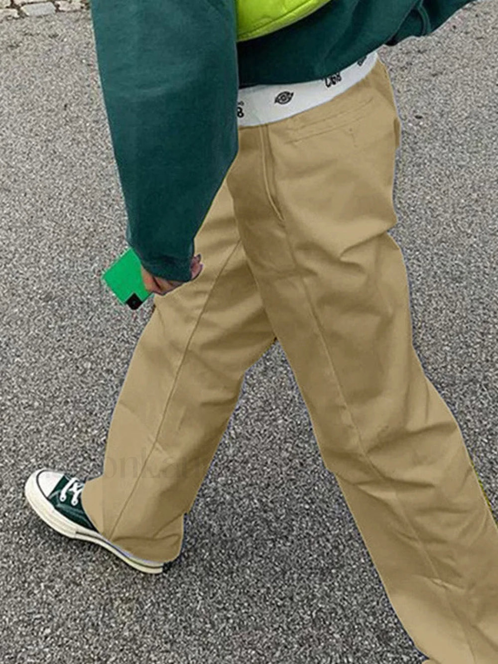 Patchwork Waist Straight Leg Pants Straight Leg Pants