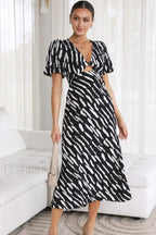 Paysley Elegant Midi Dress S / Black