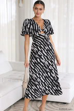 Paysley Elegant Midi Dress S / Black