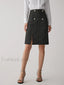 Pearl Button Graceful Split Midi Skirt Black / XS Skirts