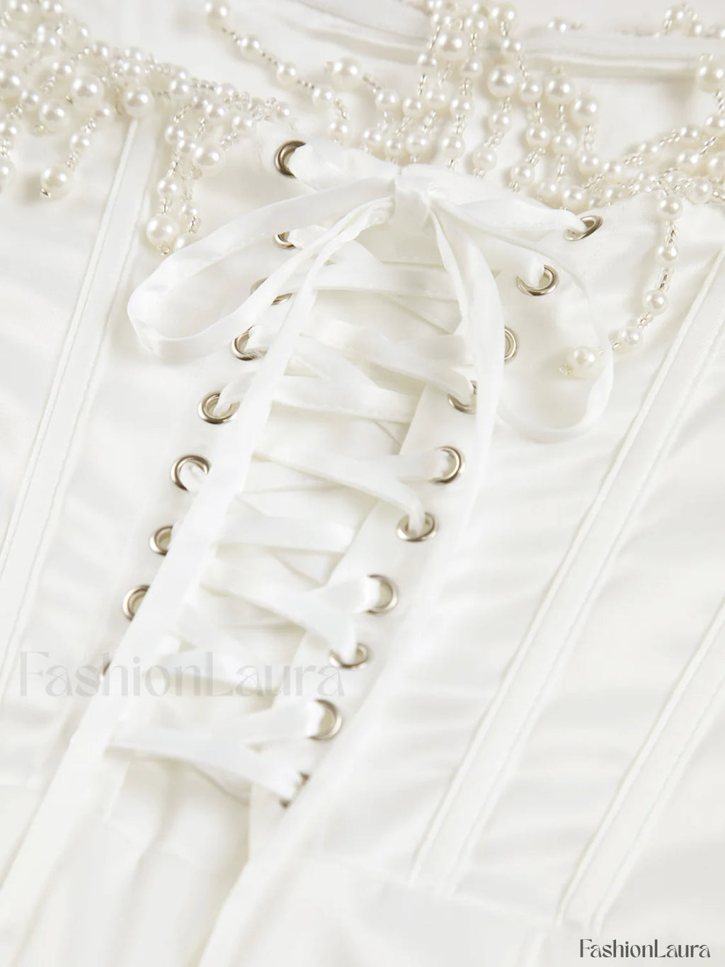 Pearl Decor Graceful Strapless Midi Dress Dresses