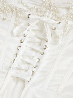Pearl Decor Graceful Strapless Midi Dress Dresses