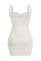 Pearl Studded Stylish White Mini Dress