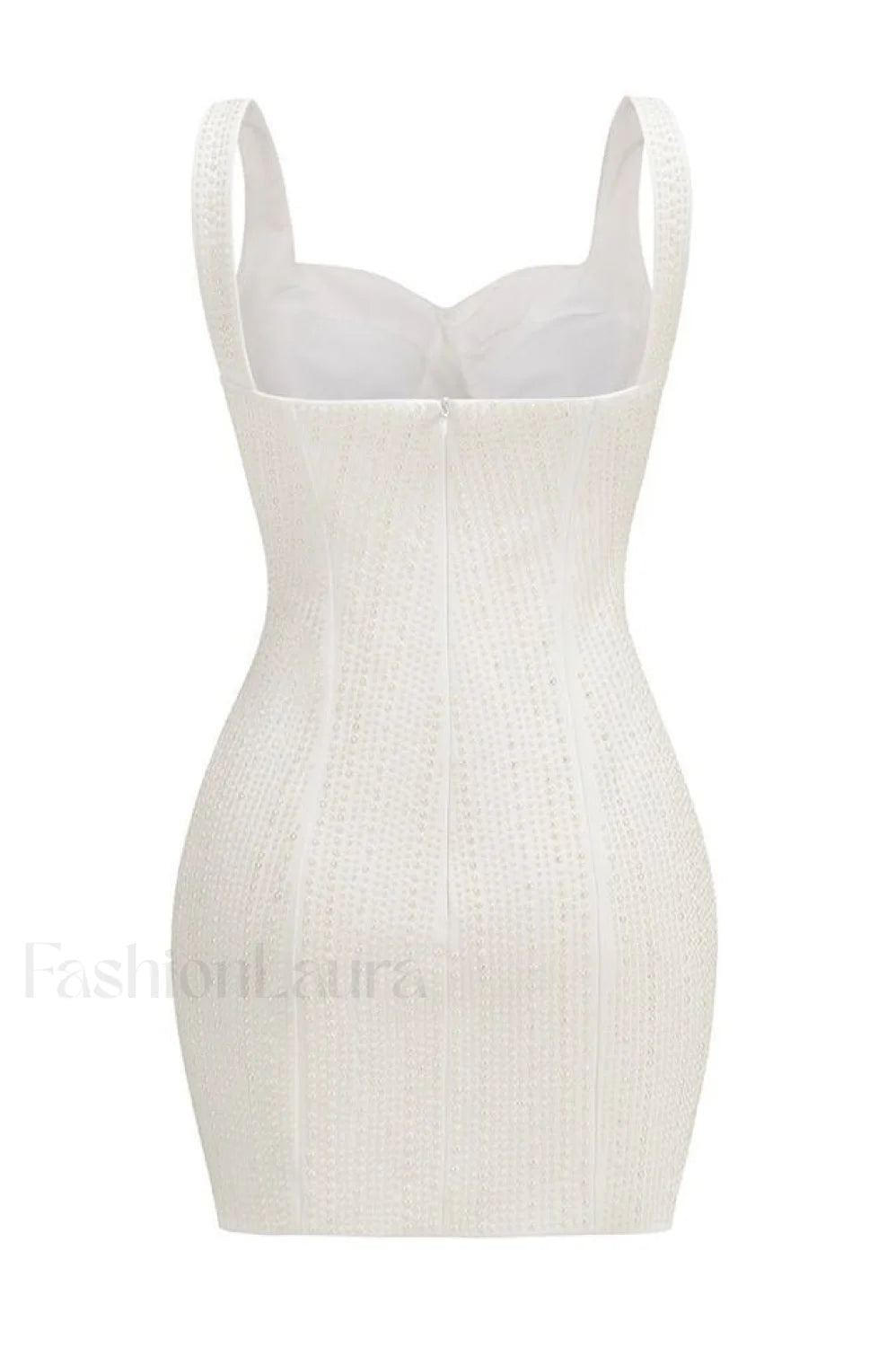 Pearl Studded Stylish White Mini Dress
