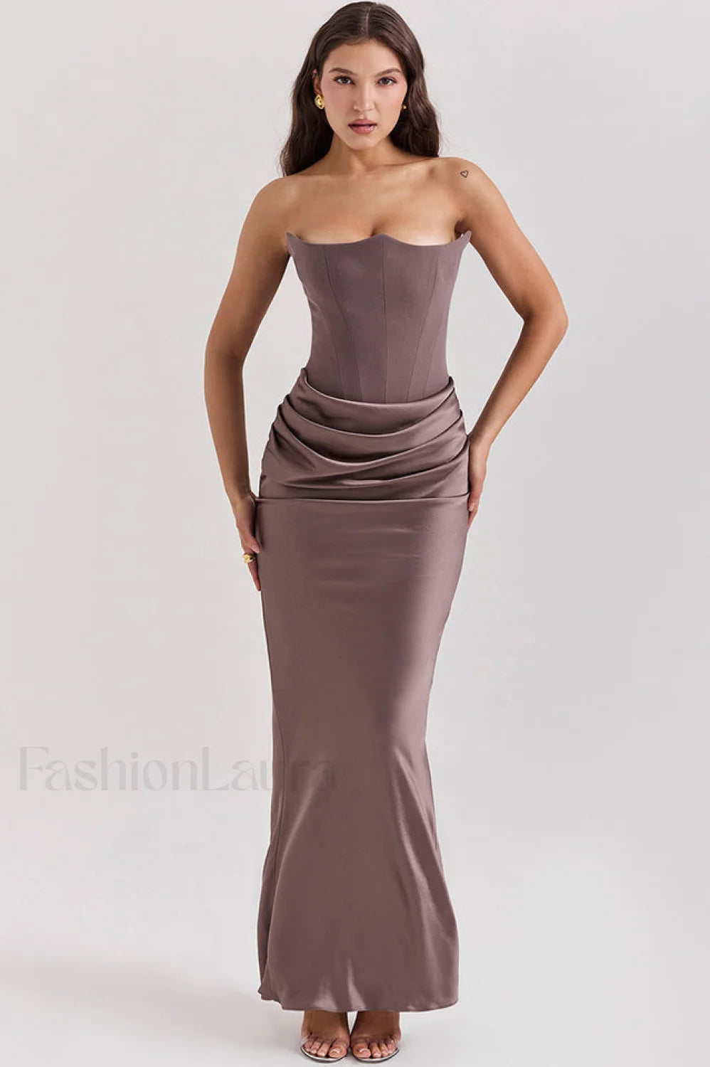Persephone Off Stylish Shoulder Bustier Dress XS / Gray