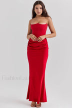 Persephone Off Stylish Shoulder Bustier Dress XS / Red