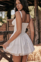 Pietra White Stylish Corset Mini Dress