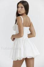 Pietra White Stylish Corset Mini Dress