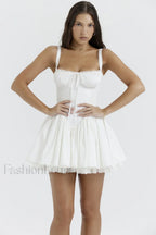 Pietra White Stylish Corset Mini Dress