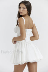 Pietra White Stylish Corset Mini Dress
