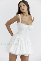 Pietra White Stylish Corset Mini Dress XS / White