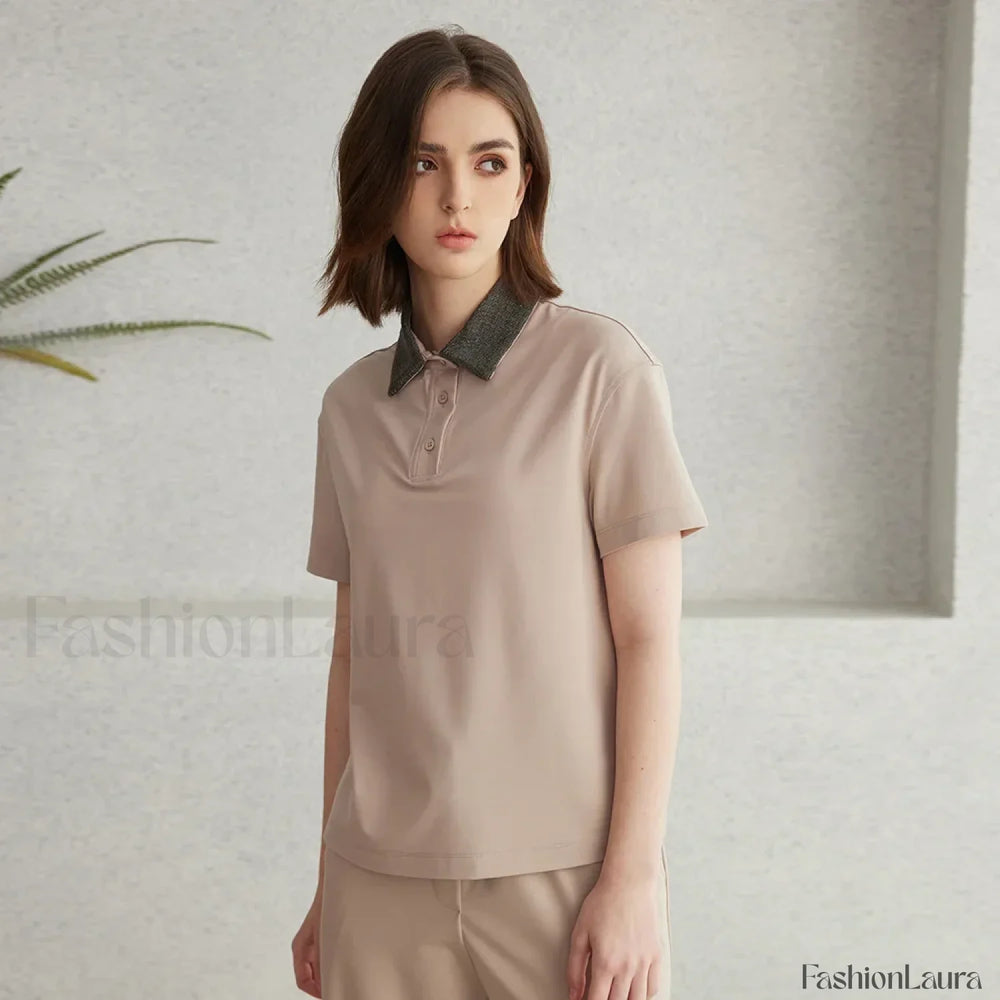 Pima Cotton Summer Short Sleeve T Shirt Khaki / S