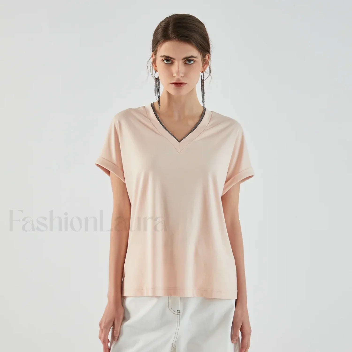 Pima Cotton V Neck Casual T Shirt Main image