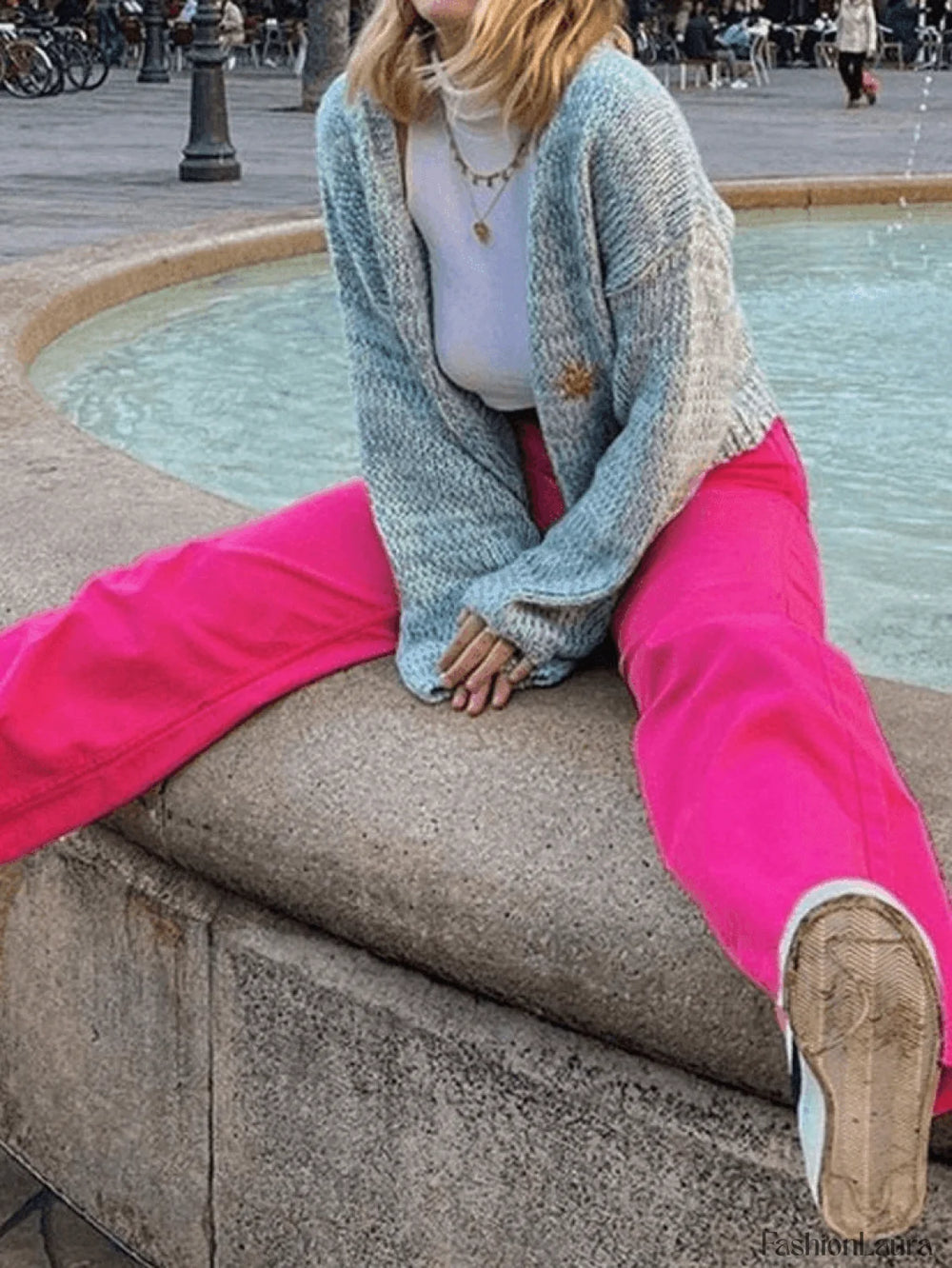 Pink Casual Relaxed Boyfriend Jeans Jeans