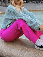 Pink Casual Relaxed Boyfriend Jeans Jeans